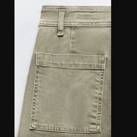 Zara Olive Green Straight Leg Jeans - Picture 5 of 6